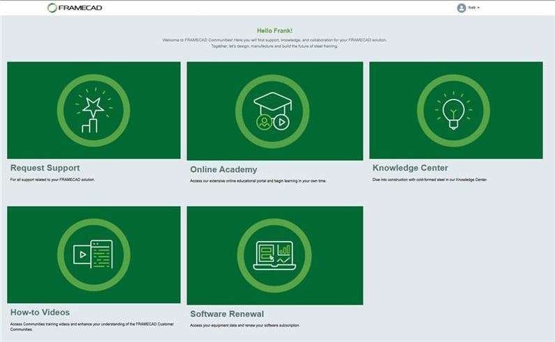 FRAMECAD Communities screenshot