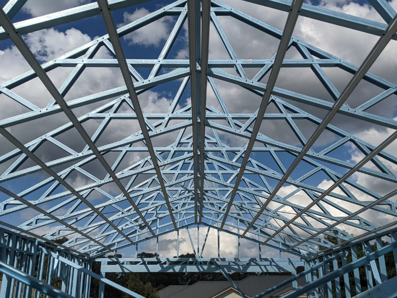 Steel frame roof trusses